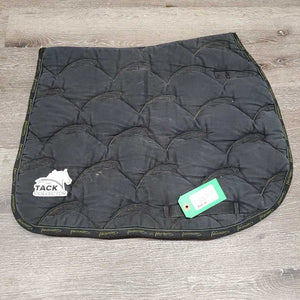 Hvy Quilt Jumper Saddle Pad, 1x piping *gc, cut tabs, faded, mnr hair, dirt, pills, rubs, threads