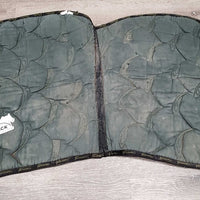 Hvy Quilt Jumper Saddle Pad, 1x piping *gc, cut tabs, faded, mnr hair, dirt, pills, rubs, threads
