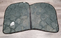 Hvy Quilt Jumper Saddle Pad, 1x piping *gc, cut tabs, faded, mnr hair, dirt, pills, rubs, threads
