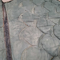 Hvy Quilt Jumper Saddle Pad, 1x piping *gc, cut tabs, faded, mnr hair, dirt, pills, rubs, threads
