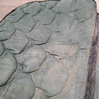 Hvy Quilt Jumper Saddle Pad, 1x piping *gc, cut tabs, faded, mnr hair, dirt, pills, rubs, threads
