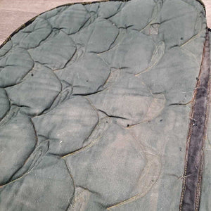 Hvy Quilt Jumper Saddle Pad, 1x piping *gc, cut tabs, faded, mnr hair, dirt, pills, rubs, threads
