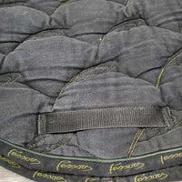 Hvy Quilt Jumper Saddle Pad, 1x piping *gc, cut tabs, faded, mnr hair, dirt, pills, rubs, threads
