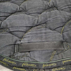Hvy Quilt Jumper Saddle Pad, 1x piping *gc, cut tabs, faded, mnr hair, dirt, pills, rubs, threads