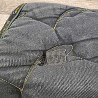 Hvy Quilt Jumper Saddle Pad, 1x piping *gc, cut tabs, faded, mnr hair, dirt, pills, rubs, threads