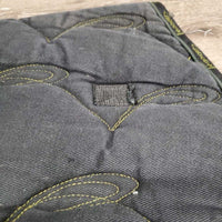 Hvy Quilt Jumper Saddle Pad, 1x piping *gc, cut tabs, faded, mnr hair, dirt, pills, rubs, threads