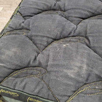 Hvy Quilt Jumper Saddle Pad, 1x piping *gc, cut tabs, faded, mnr hair, dirt, pills, rubs, threads

