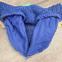 Crochet Fly Veil Ear Bonnet, piping, string *gc, curled, older, dirt?stains, shrunk, shortened ears
