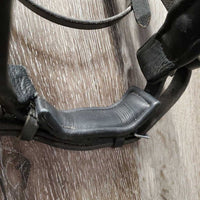 Rsd Padded Monocrown Bridle, cCank, Bling, Braided Reins *gc/fair, clean, v.stiff, dry, missing bling, scrapes, unstitched end
