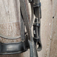 Rsd Padded Monocrown Bridle, cCank, Bling, Braided Reins *gc/fair, clean, v.stiff, dry, missing bling, scrapes, unstitched end
