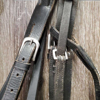 Rsd Padded Monocrown Bridle, cCank, Bling, Braided Reins *gc/fair, clean, v.stiff, dry, missing bling, scrapes, unstitched end
