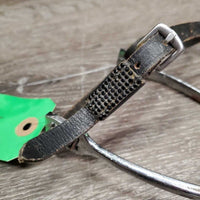 Pr POW Spurs, leather spur straps, bling *gc, rubs, peeled, stains, scrapes, dry, stiff, scuffs, scratches, residue
