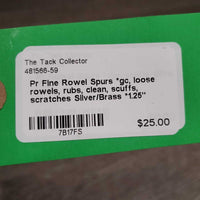 Pr Fine Rowel Spurs *gc, loose rowels, rubs, clean, scuffs, scratches
