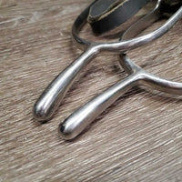 Pr Round End Dressage Spurs, thin leather spur straps *vgc, scuffs, dirty, film
