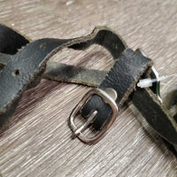 Pr Round End Dressage Spurs, thin leather spur straps *vgc, scuffs, dirty, film
