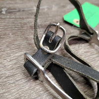 Pr Round End Dressage Spurs, thin leather spur straps *vgc, scuffs, dirty, film
