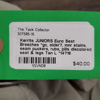 JUNIORS Euro Seat Breeches *gc, older?, mnr stains, seam puckers, rubs, pills discolored seat & legs

