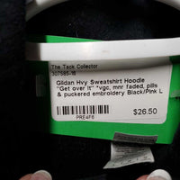 Hvy Sweatshirt Hoodie "Get Over It" *vgc, mnr faded, pills & puckered embroidery
