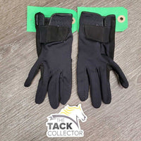 JUNIORS Pr Cloth Riding Gloves *vgc, clean, mnr rubs
