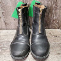 JUNIORS Paddock Boots, zips *vgc, clean, mnr scrapes, rubs, torn tongue, undone stitching
