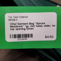 Vinyl Garment Bag "Spruce Meadows" *gc, mnr holes, older, torn top opening
