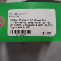 SS Show Shirt, 1/3 Button Up, snap collar *gc/fair, pit stains, v.snagged & runs, peeling logos