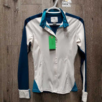 LS Show Shirt, zipper, buttons *gc, dingy, snags, thread, older