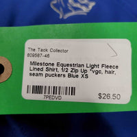 Light Fleece Lined Shirt, 1/2 Zip Up *vgc, hair, seam puckers