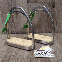 Pr Fine Stirrup Irons, grips *gc, mnr stains, scratches, film & scratches
