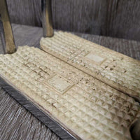 Pr Fine Stirrup Irons, grips *gc, mnr stains, scratches, film & scratches
