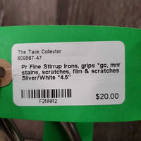 Pr Fine Stirrup Irons, grips *gc, mnr stains, scratches, film & scratches

