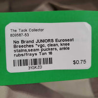 JUNIORS Euroseat Breeches *vgc, clean, mnr stains, puckers, ankle rubs/frays, curled waist & pills
