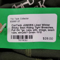 JUNIORS Lined Winter Sticky Seat Riding Tight Breeches, Pull On *gc, rubs, pills, snags, seam rubs, shrunk?

