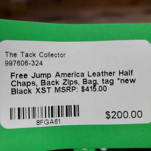 Leather Half Chaps, Back Zips, Bag, tag *new