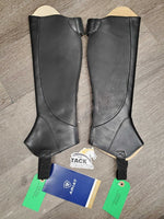 Leather Half Chaps, Back Zips, Bag, tag
