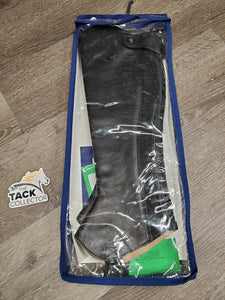 Leather Half Chaps, Back Zips, Bag, tag