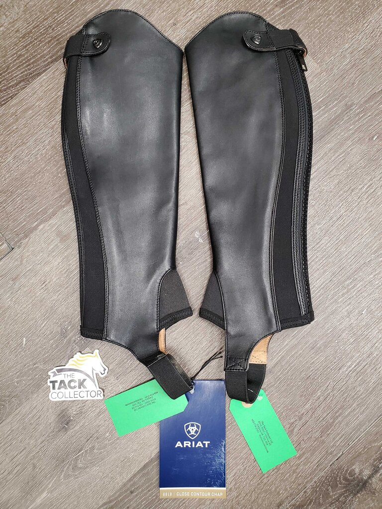 Leather Half Chaps, Back Zips, Bag, tag