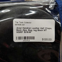 Leather Half Chaps, Back Zips, Bag, tag
