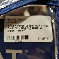 Leather Half Chaps, Back Zips, Bag, tag
