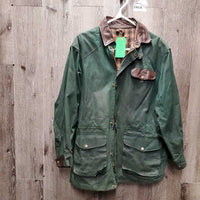 Short Oilskin Jacket, Leather Collar *gc, mnr film, dirt, rubs & hair, older