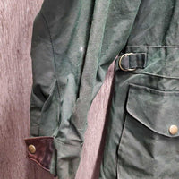 Short Oilskin Jacket, Leather Collar *gc, mnr film, dirt, rubs & hair, older
