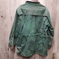 Short Oilskin Jacket, Leather Collar *gc, mnr film, dirt, rubs & hair, older