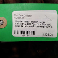 Short Oilskin Jacket, Leather Collar *gc, mnr film, dirt, rubs & hair, older