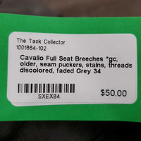 Full Seat Breeches *gc, older, seam puckers, stains, threads, discolored, faded

