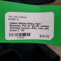 Ribbed Riding Tight Breeches, Pull On *gc/fair, undone stitching, threads, older, rubs, pills
