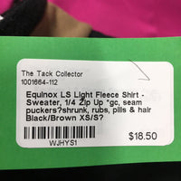LS Light Fleece Shirt - Sweater, 1/4 Zip Up *gc, seam puckers?shrunk, rubs, pills & hair
