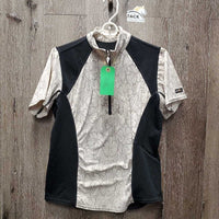 SS Shirt, 1/2 Zip up, Mesh *gc, seam puckers & frays, mnr snags, rubs & pills