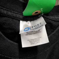 SS Hvy Cotton Shirt "Horses are a blessing" *gc, mnr hair, peeling, faded, rubs, pills
