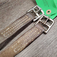 Pr Thick Stirrup Leathers *fair, older, v.rubbed, dry, faded, stains, dents, film, dirty

