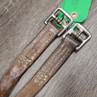 Pr Thick Stirrup Leathers *fair, older, v.rubbed, dry, faded, stains, dents, film, dirty
